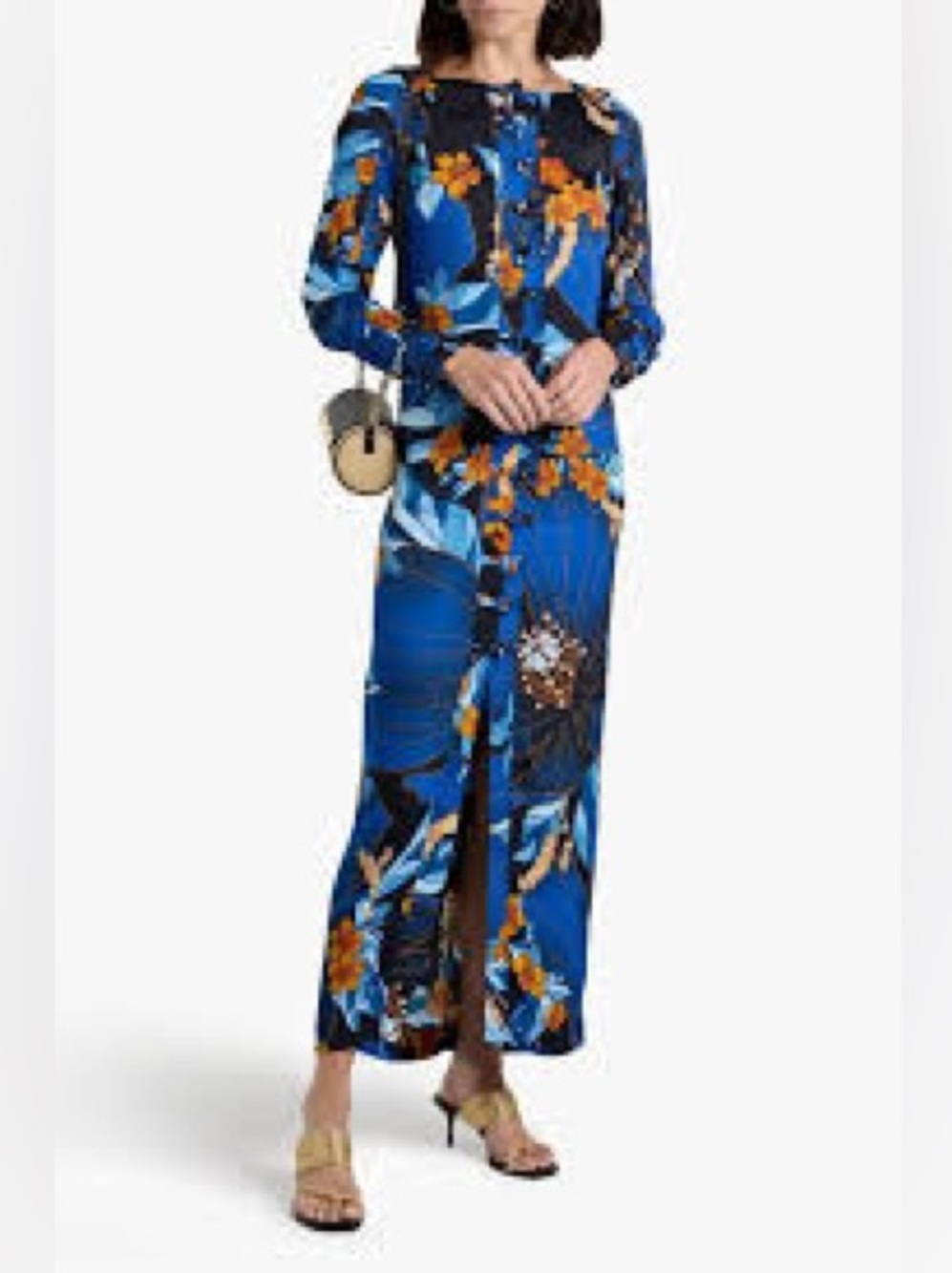 FARM Rio Blue & Orange Floral Maxi Dress